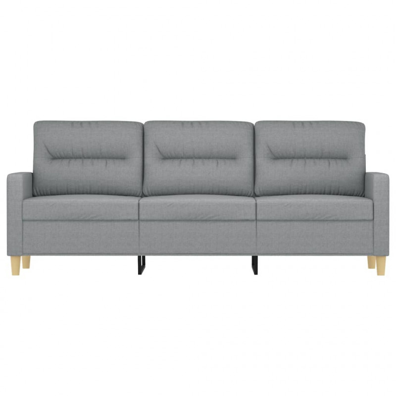 Sofa 3-osobowa, jasnoszara, 180 cm, tapicerowana tkaniną
