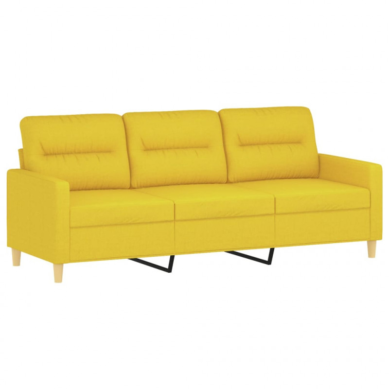Sofa 3-osobowa, jasnożółta, 180 cm, tapicerowana tkaniną