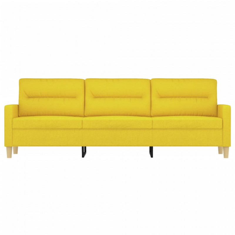 Sofa 3-osobowa, jasnożółta, 180 cm, tapicerowana tkaniną