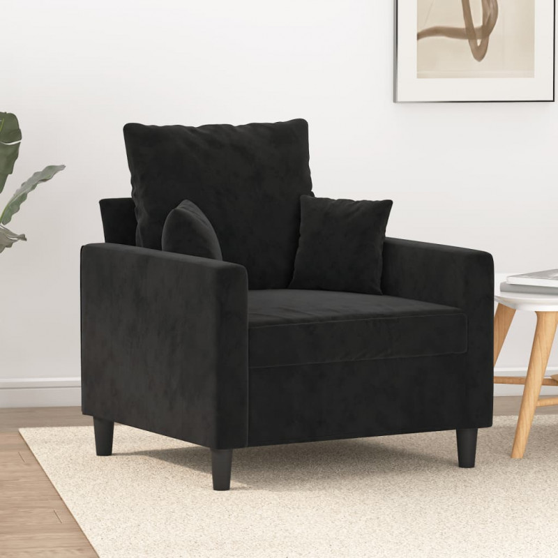 Fotel, czarny, 60 cm, obity aksamitem
