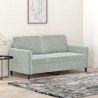 Sofa 2-osobowa, jasnoszara, 140 cm, tapicerowana aksamitem