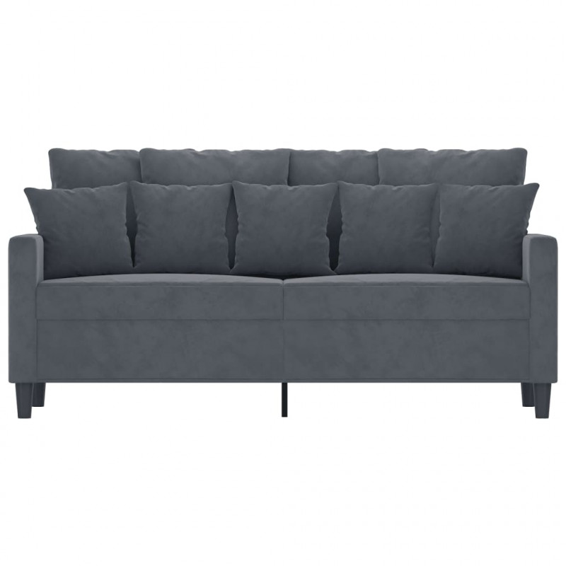 Sofa 2-osobowa, ciemnoszary, 140 cm, tapicerowana aksamitem