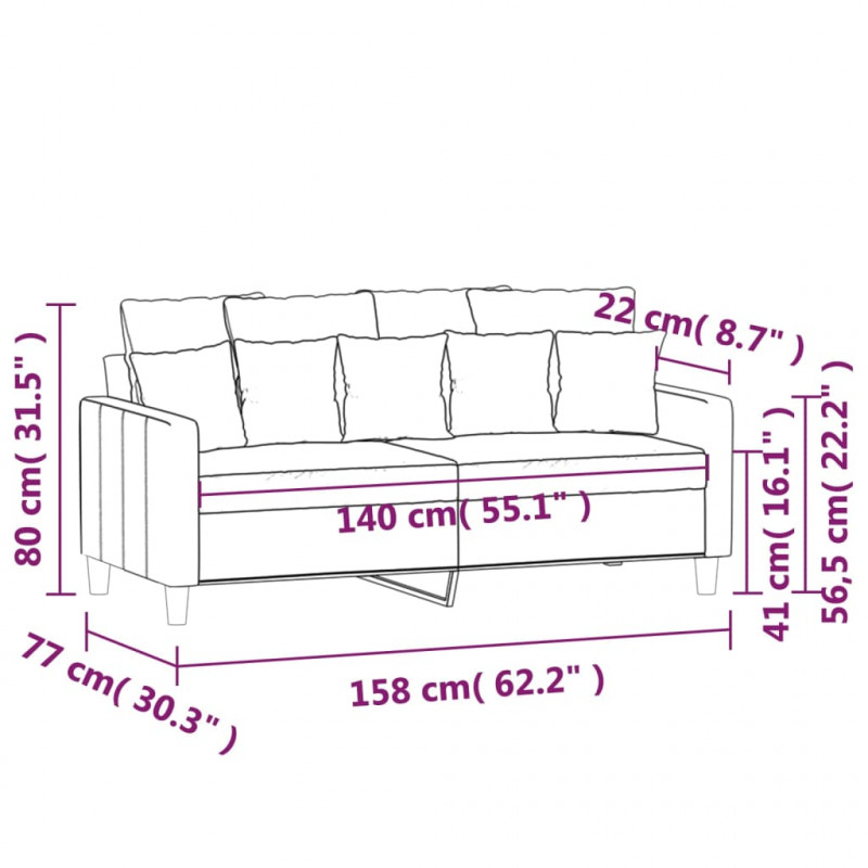 Sofa 2-osobowa, ciemnoszary, 140 cm, tapicerowana aksamitem