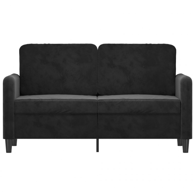 Sofa 2-osobowa, czarna, 120 cm, tapicerowana aksamitem