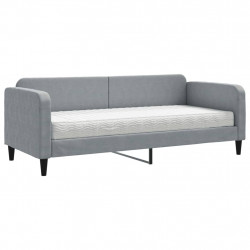 Sofa z materacem do spania, jasnoszara, 80x200 cm, tkanina