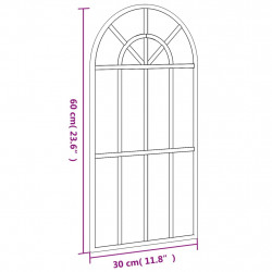 Lustro ścienne, czarne, 30x60 cm, zakończone łukiem, żelazo