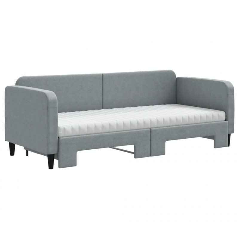 Sofa rozsuwana z materacami, jasnoszara, 80x200 cm, tkanina