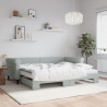 Sofa rozsuwana z materacami, jasnoszara, 90x200 cm, aksamit