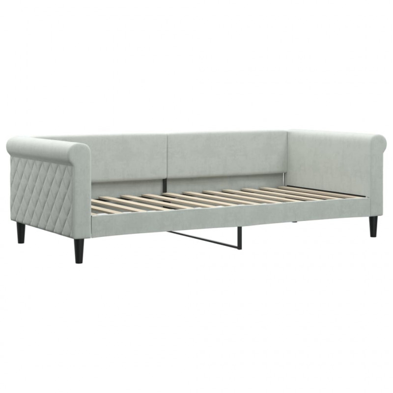 Sofa rozsuwana z materacami, jasnoszara, 90x200 cm, aksamit