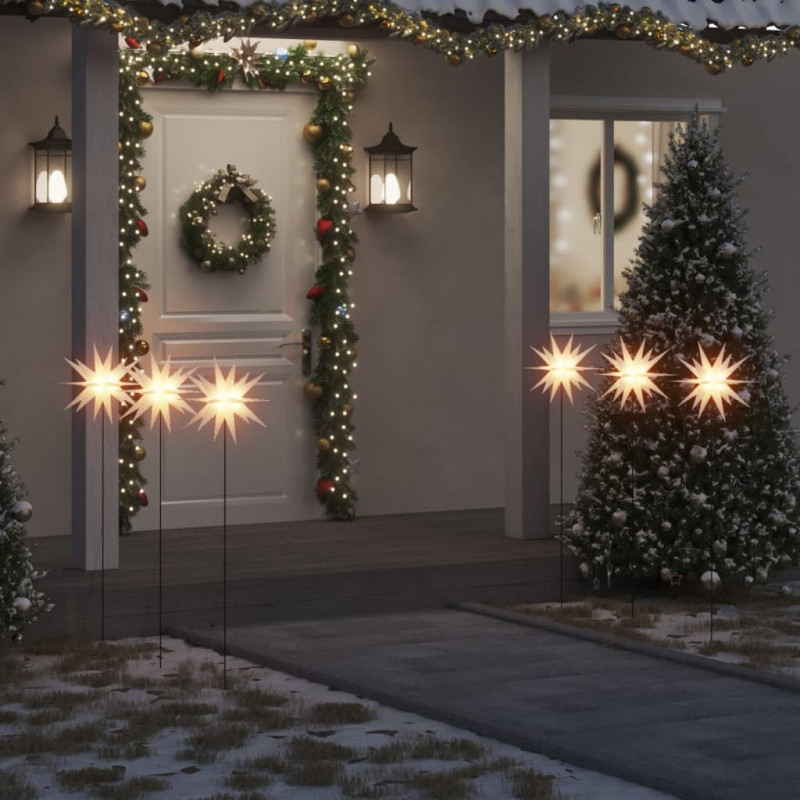 Ozdoby świetlne LED z prętami, składane, 3 szt., białe, 35 cm