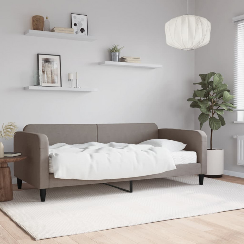 Sofa z materacem do spania, kolor taupe, 90x200 cm, tkanina