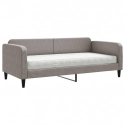 Sofa z materacem do spania, kolor taupe, 90x200 cm, tkanina