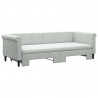 Sofa rozsuwana z materacami, jasnoszara, 80x200 cm, aksamit