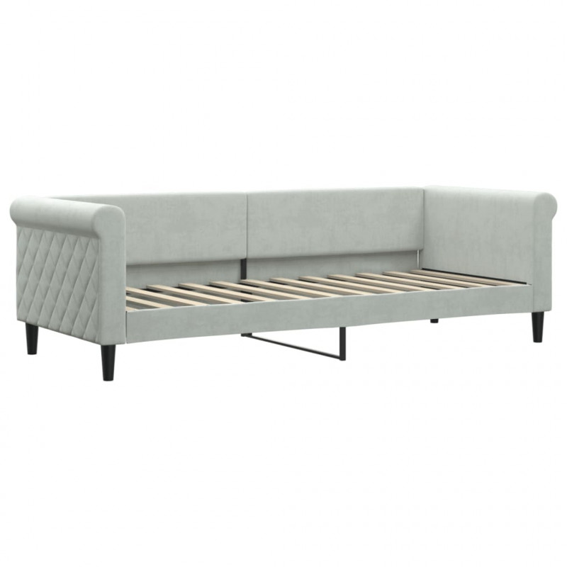 Sofa rozsuwana z materacami, jasnoszara, 80x200 cm, aksamit