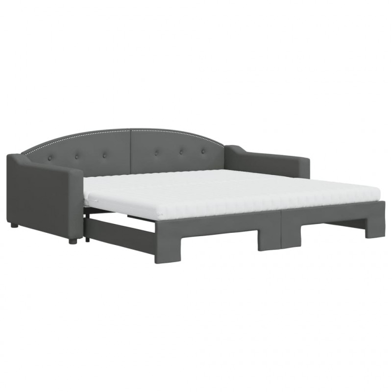 Sofa rozsuwana z materacami, ciemnoszara, 100x200 cm, tkanina