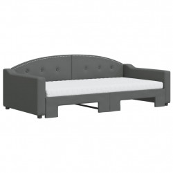 Sofa rozsuwana z materacami, ciemnoszara, 100x200 cm, tkanina