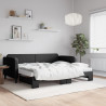 Sofa rozsuwana z materacami, czarna, 90x200 cm, tkanina