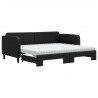 Sofa rozsuwana z materacami, czarna, 90x200 cm, tkanina