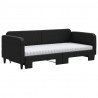 Sofa rozsuwana z materacami, czarna, 90x200 cm, tkanina