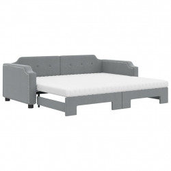 Sofa rozsuwana z materacami, jasnoszara, 90x200 cm, tkanina