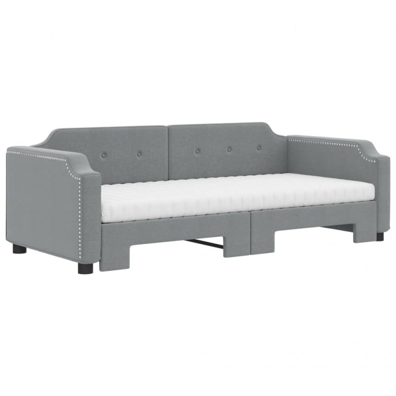 Sofa rozsuwana z materacami, jasnoszara, 90x200 cm, tkanina