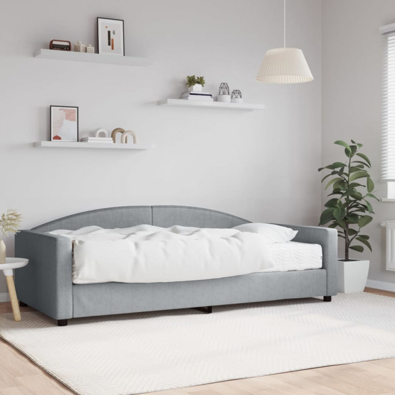 Sofa z materacem do spania, jasnoszara, 100x200 cm, tkanina