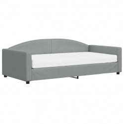 Sofa z materacem do spania, jasnoszara, 100x200 cm, tkanina