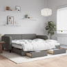 Sofa rozsuwana z szufladami, ciemnoszara, 100x200 cm, tkanina
