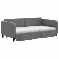 Sofa rozsuwana z szufladami, ciemnoszara, 100x200 cm, tkanina