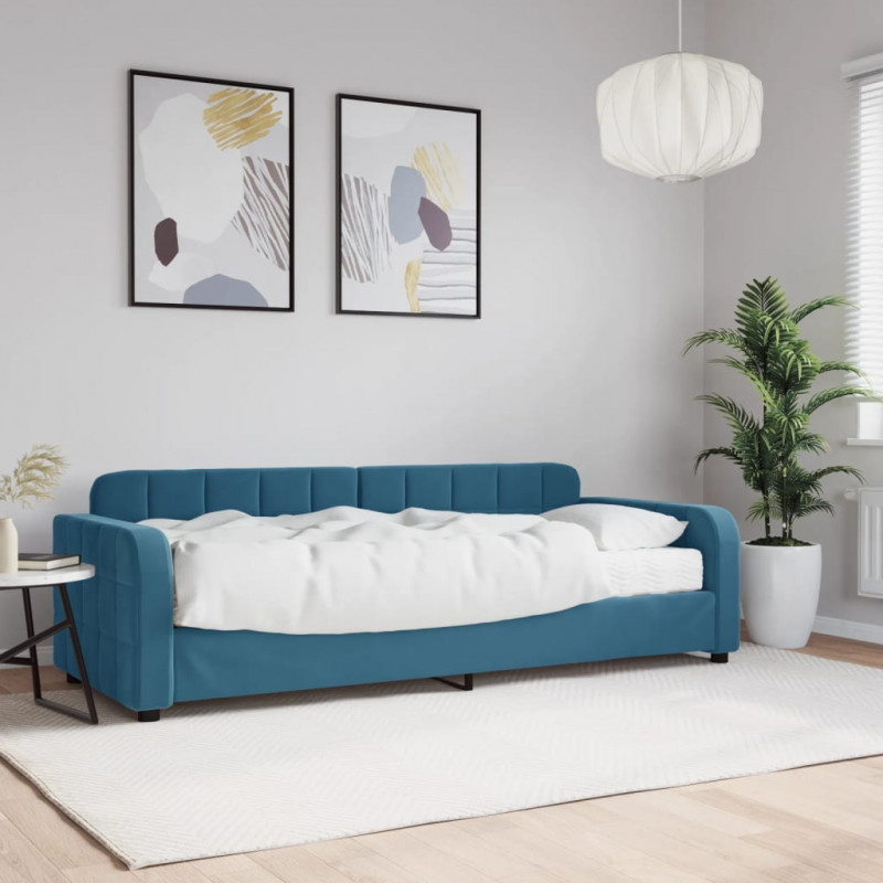 Sofa z materacem do spania, niebieska, 80x200 cm, aksamit