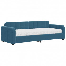 Sofa z materacem do spania, niebieska, 80x200 cm, aksamit