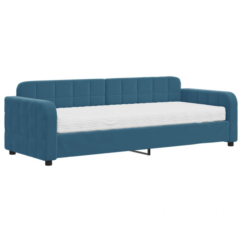Sofa z materacem do spania, niebieska, 80x200 cm, aksamit