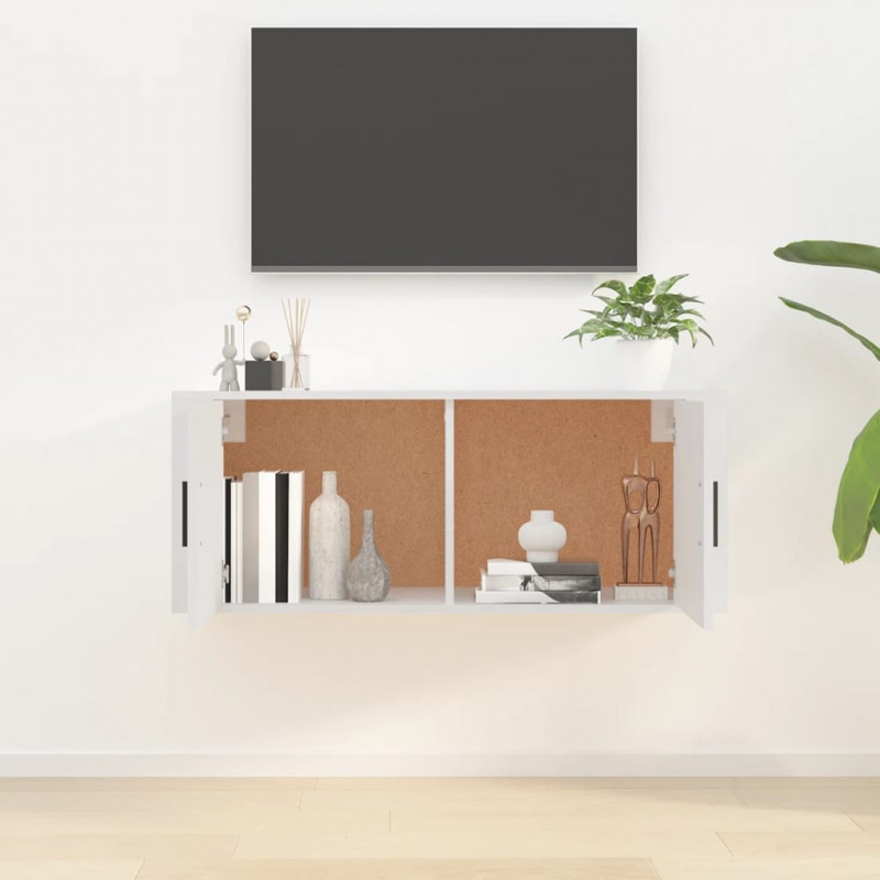 Wisząca szafka telewizyjna, biała, 100x34,5x40 cm