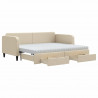 Sofa rozsuwana z szufladami, kremowa, 90x200 cm, tkanina