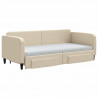 Sofa rozsuwana z szufladami, kremowa, 90x200 cm, tkanina