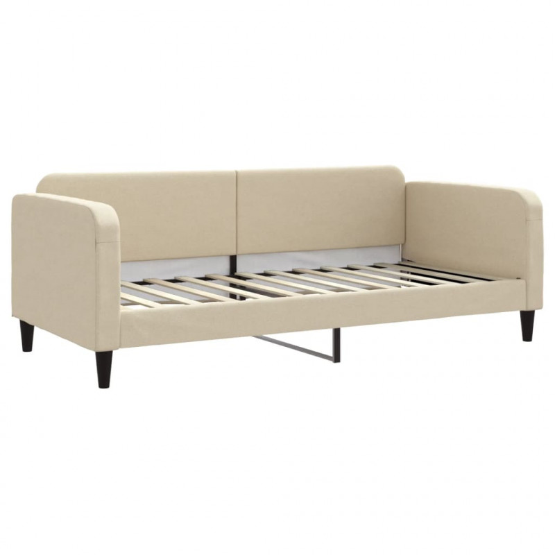 Sofa rozsuwana z szufladami, kremowa, 90x200 cm, tkanina