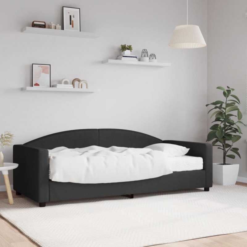 Sofa z materacem, czarna, 90x190 cm, tkanina