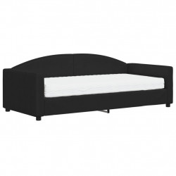 Sofa z materacem, czarna, 90x190 cm, tkanina