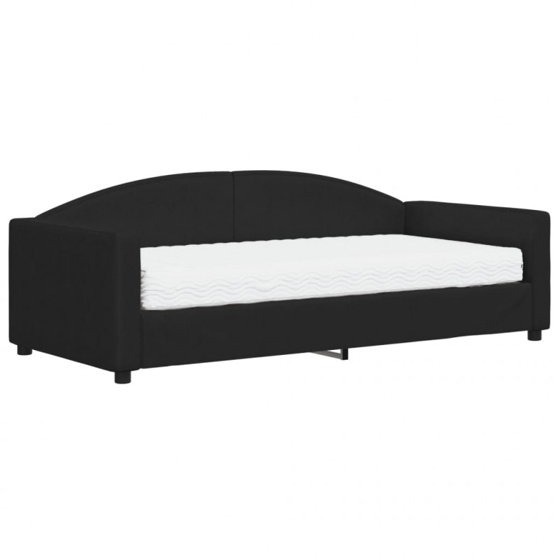 Sofa z materacem, czarna, 90x190 cm, tkanina