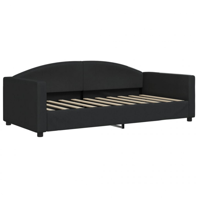 Sofa z materacem, czarna, 90x190 cm, tkanina