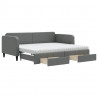 Sofa rozsuwana z szufladami, ciemnoszara, 90x190 cm, tkanina