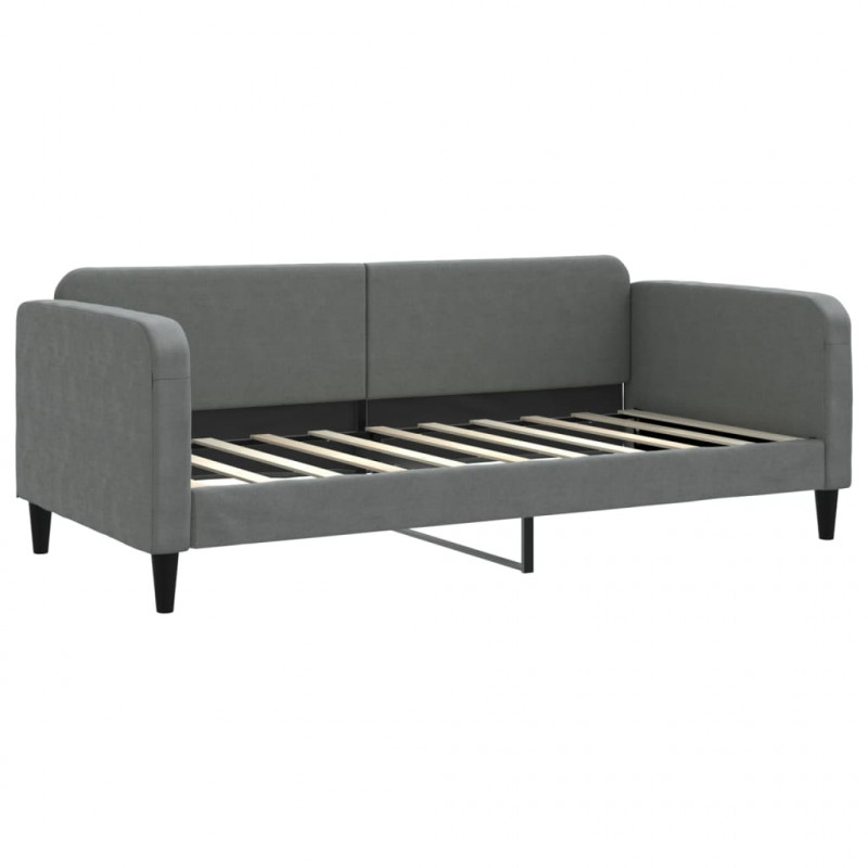 Sofa rozsuwana z szufladami, ciemnoszara, 90x190 cm, tkanina