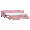 Sofa rozsuwana z szufladami, różowa, 80x200 cm, aksamit