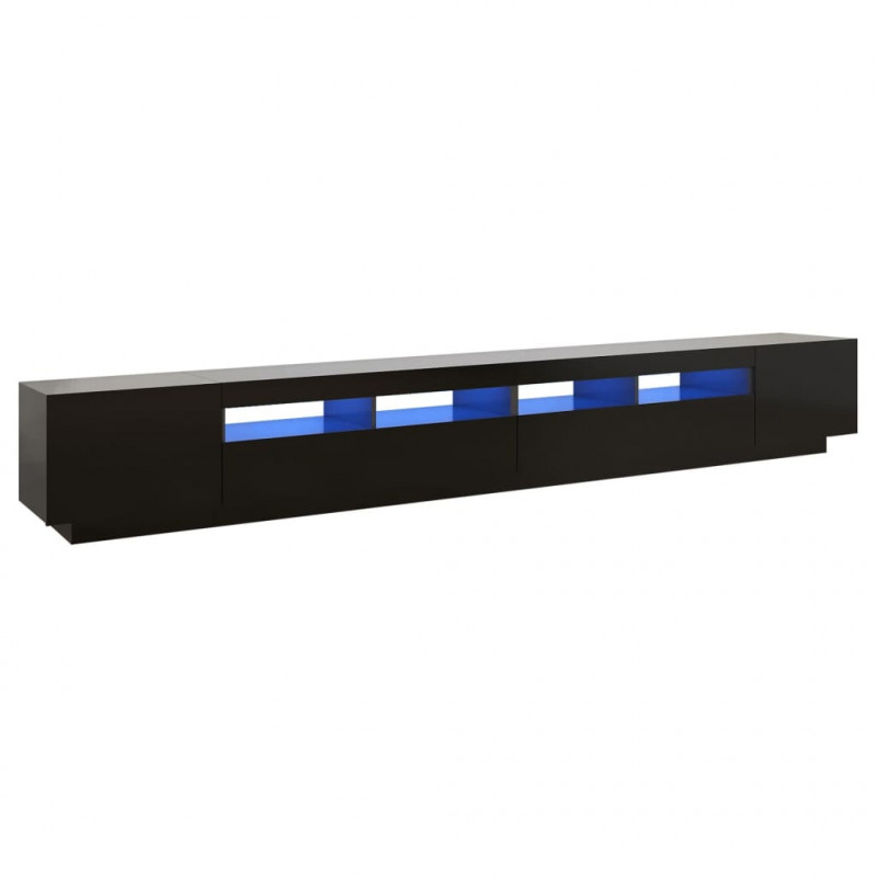 Szafka pod TV z oświetleniem LED, czarna, 300x35x40 cm