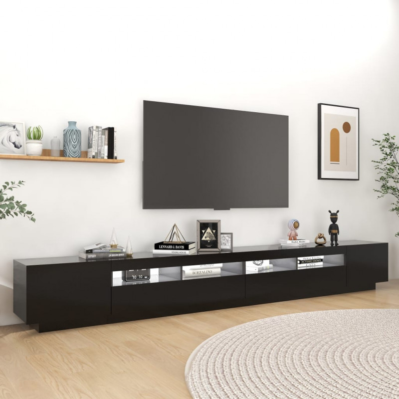 Szafka pod TV z oświetleniem LED, czarna, 300x35x40 cm