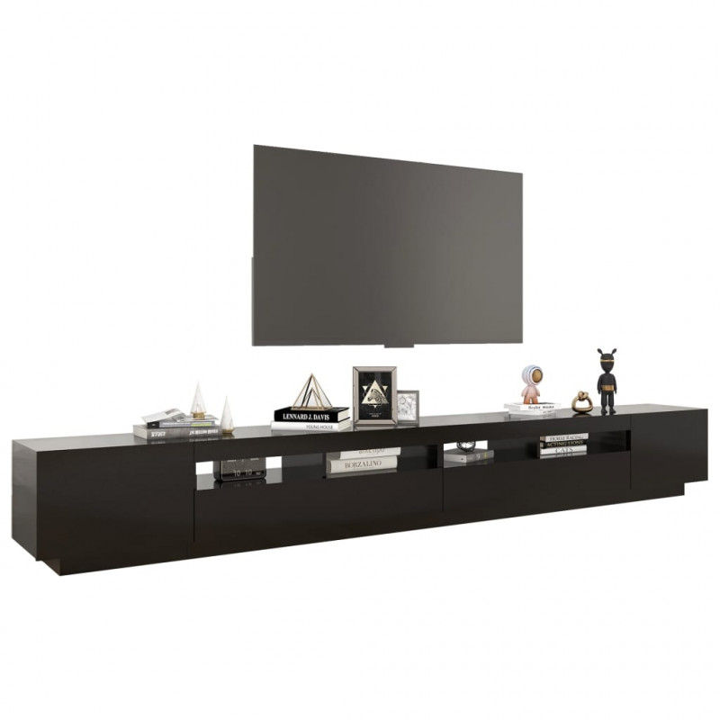 Szafka pod TV z oświetleniem LED, czarna, 300x35x40 cm