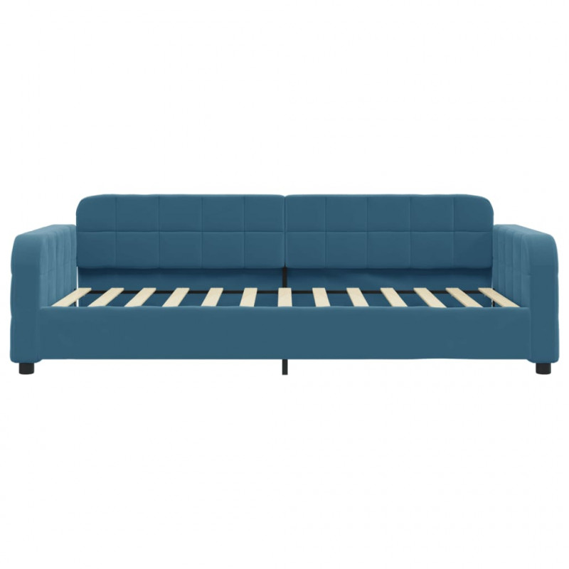 Sofa z materacem do spania, niebieska, 90x200 cm, aksamit