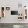 Szafki pod TV, 4 szt., białe, lite drewno sosnowe