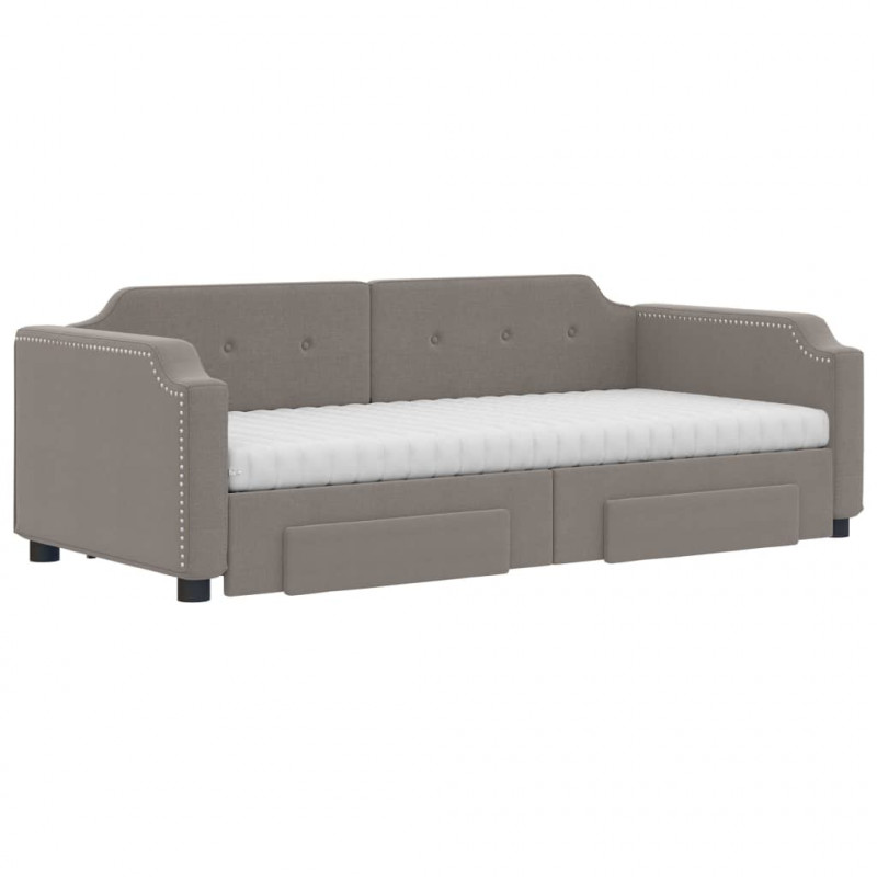 Sofa rozsuwana z szufladami, taupe, 80x200 cm, tkanina