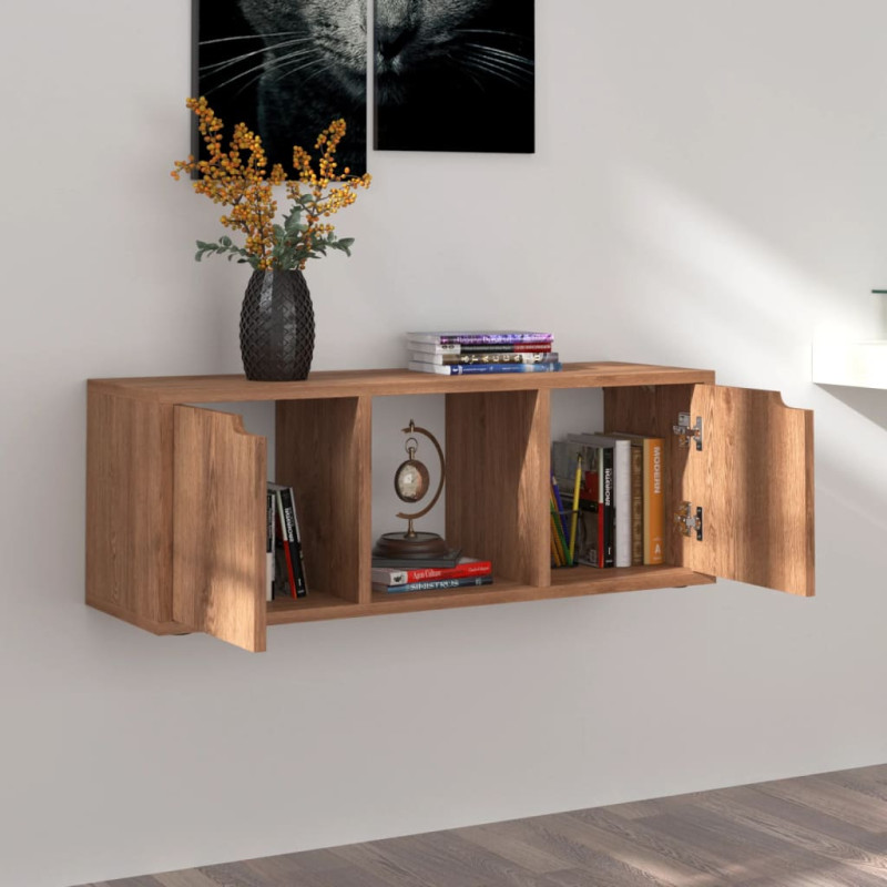 Szafka pod TV, brązowy dąb, 88,5x27,5x30,5 cm